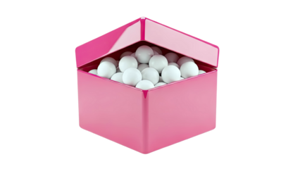 Pink Box Filled with White Spheres