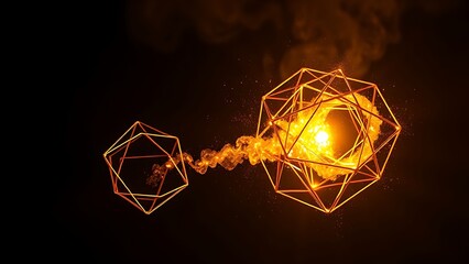 Molten gold forming impossible geometric shapes in zero gravity, defying physical laws.