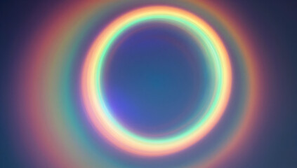 Fototapeta premium Mystical Rainbow Halo: A captivating, dreamlike view of a vibrant rainbow halo, its ethereal form suspended against a deep blue canvas. Reflecting beauty.