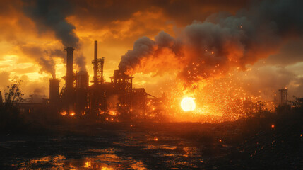 Create a raw concrete depiction of a forge