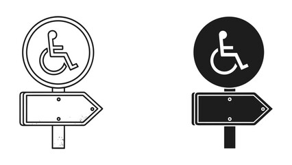Directional signs for wheelchair accessibility © vactor guru