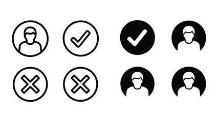 User profile icons with check and cross symbols