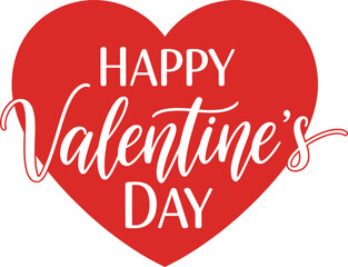 Red heart with happy valentines day text in white lettering Keywords: valentine, valentines day, heart, red, white, love, celebration, greeting