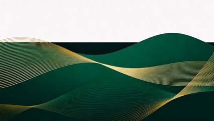 
Minimalist illustration of carbon market regulation with dark green and gold line flow on dark ivory background