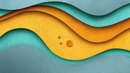 Abstract Wavy Layers Background In Blue And Orange Shades With Textured Surface And Organic Shape Design For Wallpaper Or Graphic Design Projects