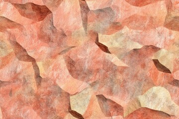 Abstract design featuring textured, polygonal forms in warm colors. Seamless pattern.