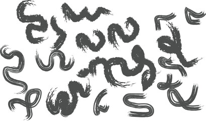 Abstract brush stroke art with black swirling lines