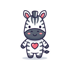 Cute cartoon zebra character with heart on chest © SHAHIN
