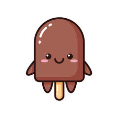Chocolate Ice Cream Popsicle Vector Illustration