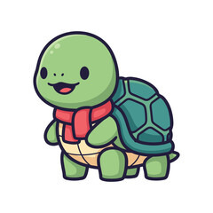 Obraz premium Cute Cartoon Turtle Vector Illustration