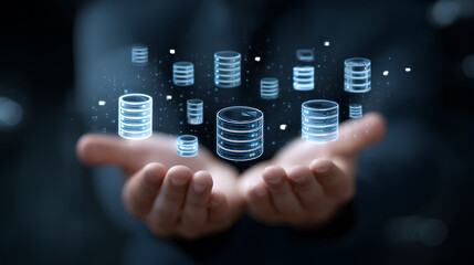 Data integration and ETL process data pipeline and data warehouse engineer holding database icons