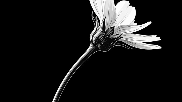 white flower on black background