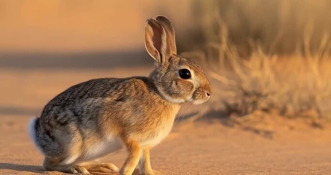 Desert hare wildlife portrait in natural habitat