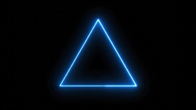 A glowing blue equilateral triangle on a black backdrop, creating a simple, geometric image