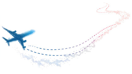 Flight route vector illustration airplane on dashed line path to destination flight tracking interface stock vector on white background