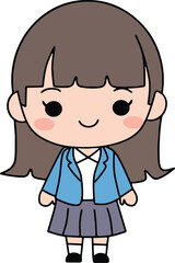 Obraz premium Cute schoolgirl in uniform smiling cheerfully