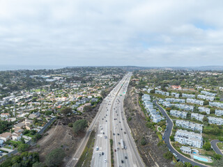 Aerial view of Wealthy Del Mar town in San Diego South California, USA. 