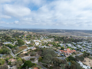 Obraz premium Aerial view of Wealthy Del Mar town in San Diego South California, USA. 