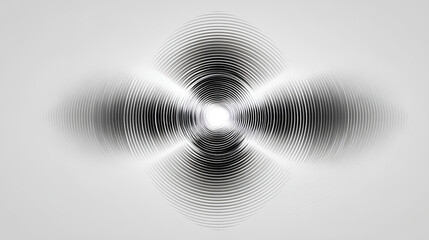 Glowing gray black wave and ripple effect symbol overlay with concentric circles vibration motion and dynamic audio sound waves signal design on white background