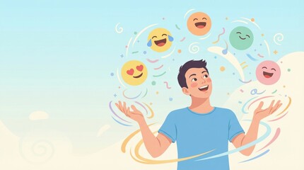 Fototapeta premium person juggling emotions playful metaphor for stress management. copy space 