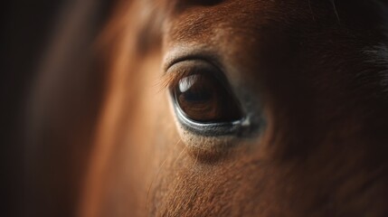 Close Up of Horse Eye Showing Detailed Brown Coat and Natural Texture