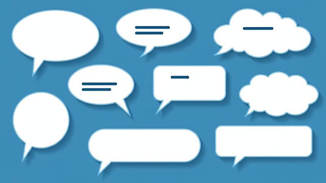 Abstract Speech Bubbles Motion Graphics on Blue Background