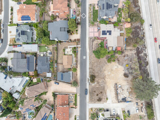Aerial view of Wealthy Del Mar town in San Diego South California, USA. 