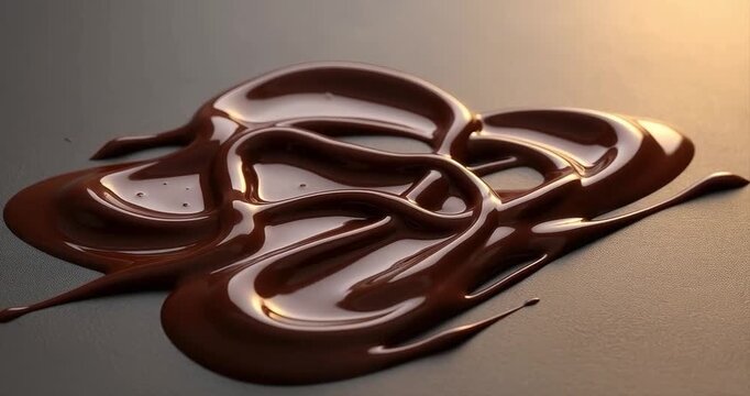 Molten chocolate swirl abstract close up dark background