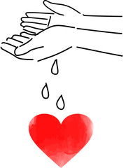 自分の心に水やりする手元、ヘルスケア