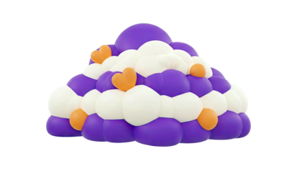 3D Rendered Pile of Soft Spheres with Hearts