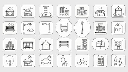 Fototapeta premium Collection of City Icons and Symbols.
