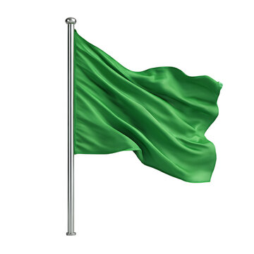 Green flag waving on a pole png