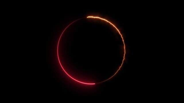 Premium Cinematic Neon Circular Progress Loading Spinner Animation with Red and Orange Glowing Energy Fire Effect on Black Background