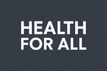 Health for all concept with bold white text on dark background