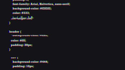 source code animation with glitch distortion effect - Powered by Adobe