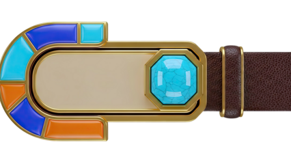 Ornate Belt Buckle with Turquoise and Enamel Accents