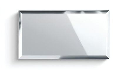 Realistic shiny glossy glass plate panel with light glare reflective surface effect overlay on white background rectangle gradient window