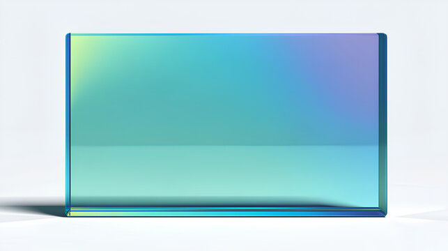 Realistic shiny glossy glass plate panel with light glare reflective surface effect overlay on white background rectangle gradient window