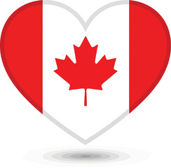 Obraz premium Canadian Patriotic Heart with Maple Leaf Flag Icon