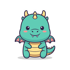Obraz premium Adorable Cartoon Dragon Character Illustration