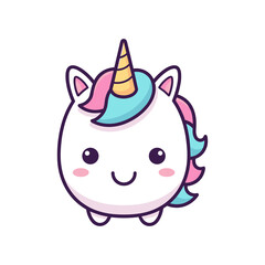 Obraz premium Adorable Cartoon Unicorn with Colorful Mane and Horn