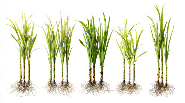 Set of frontal acorus calamus sweet flag isolated perfectly cutout high resolution stock illustration on white background
