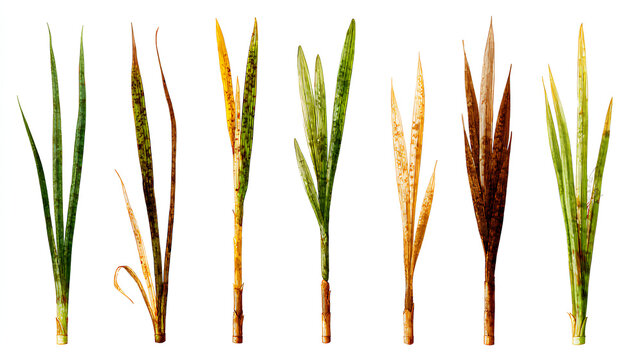 Set of frontal acorus calamus sweet flag isolated perfectly cutout high resolution stock illustration on white background