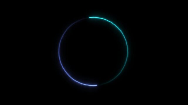 Futuristic Glowing Circular Progress Loading Spinner Animation with Neon Gradient Effect on Isolated Black Background