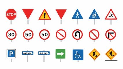 Collection of Road Traffic Signs and Symbols. © Ilyas
