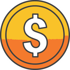 Fototapeta premium Dollar Coin Money Currency Icon Flat Vector Illustration