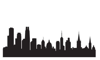 Obraz premium City skyline silhouette with diverse architecture