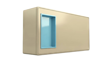 Modern Beige Box with Blue Recessed Opening