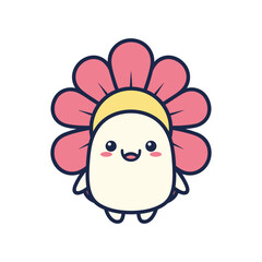 Obraz premium Cute Cartoon Flower Character Illustration