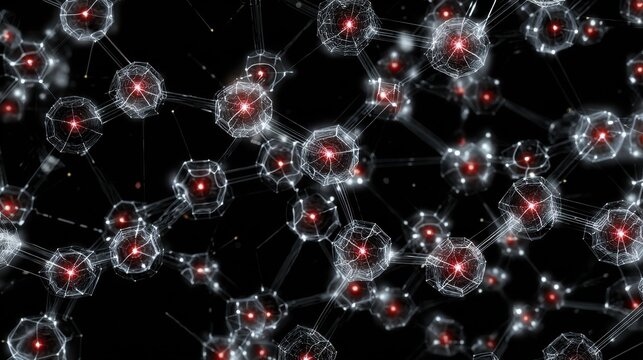 Glowing digital network of connected abstract cells - Powered by Adobe